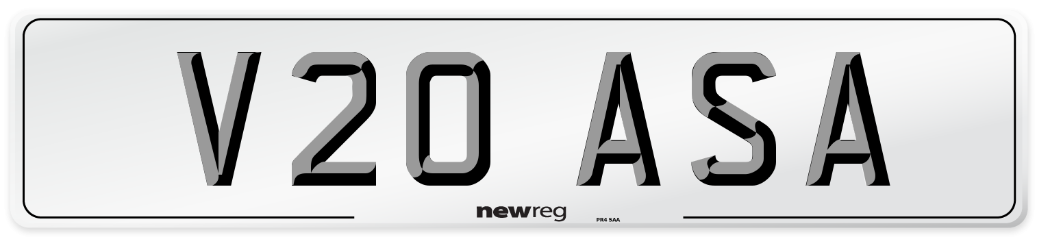 V20 ASA Number Plate from New Reg